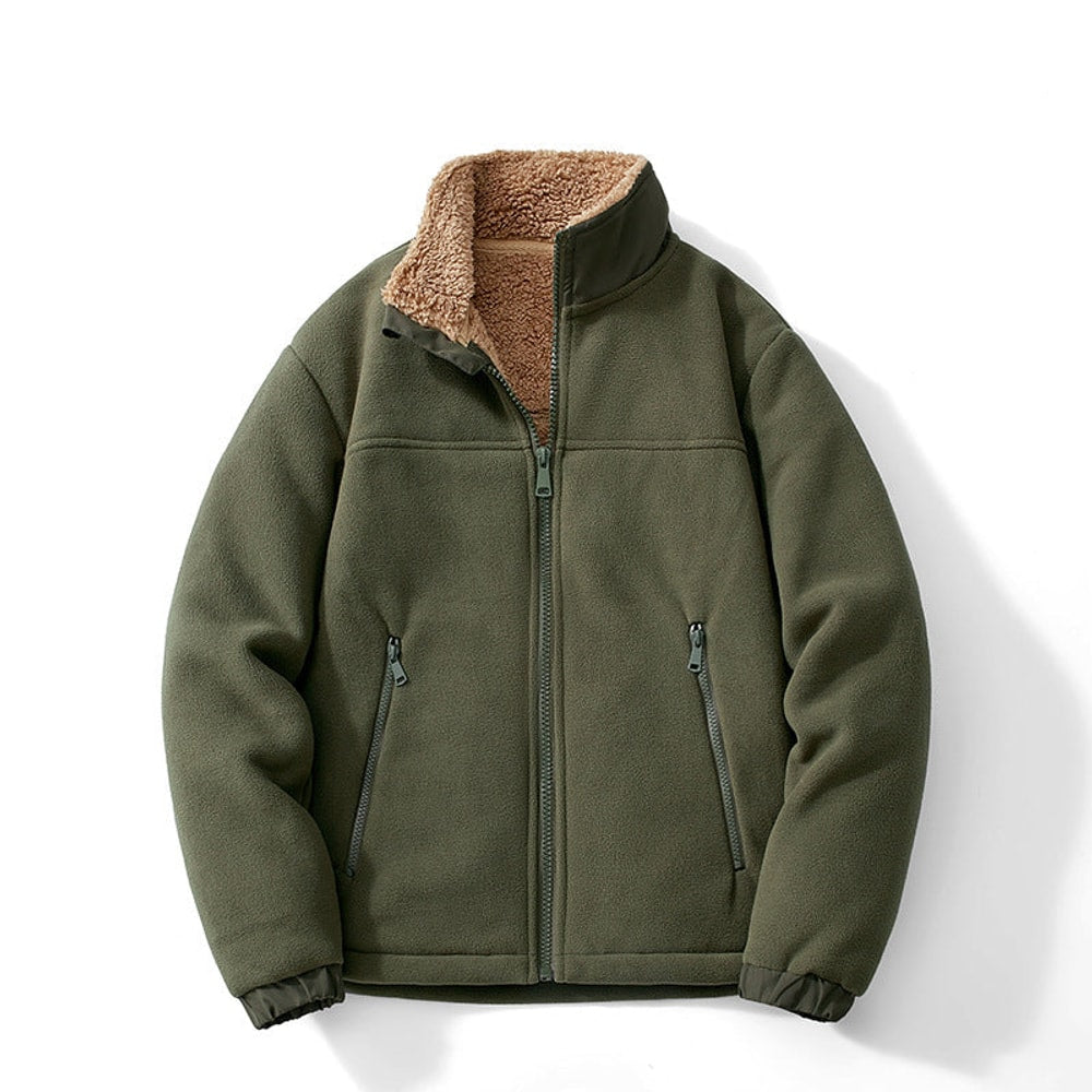 Men's Winter Jacket with Sherpa Lining and Stand Collar