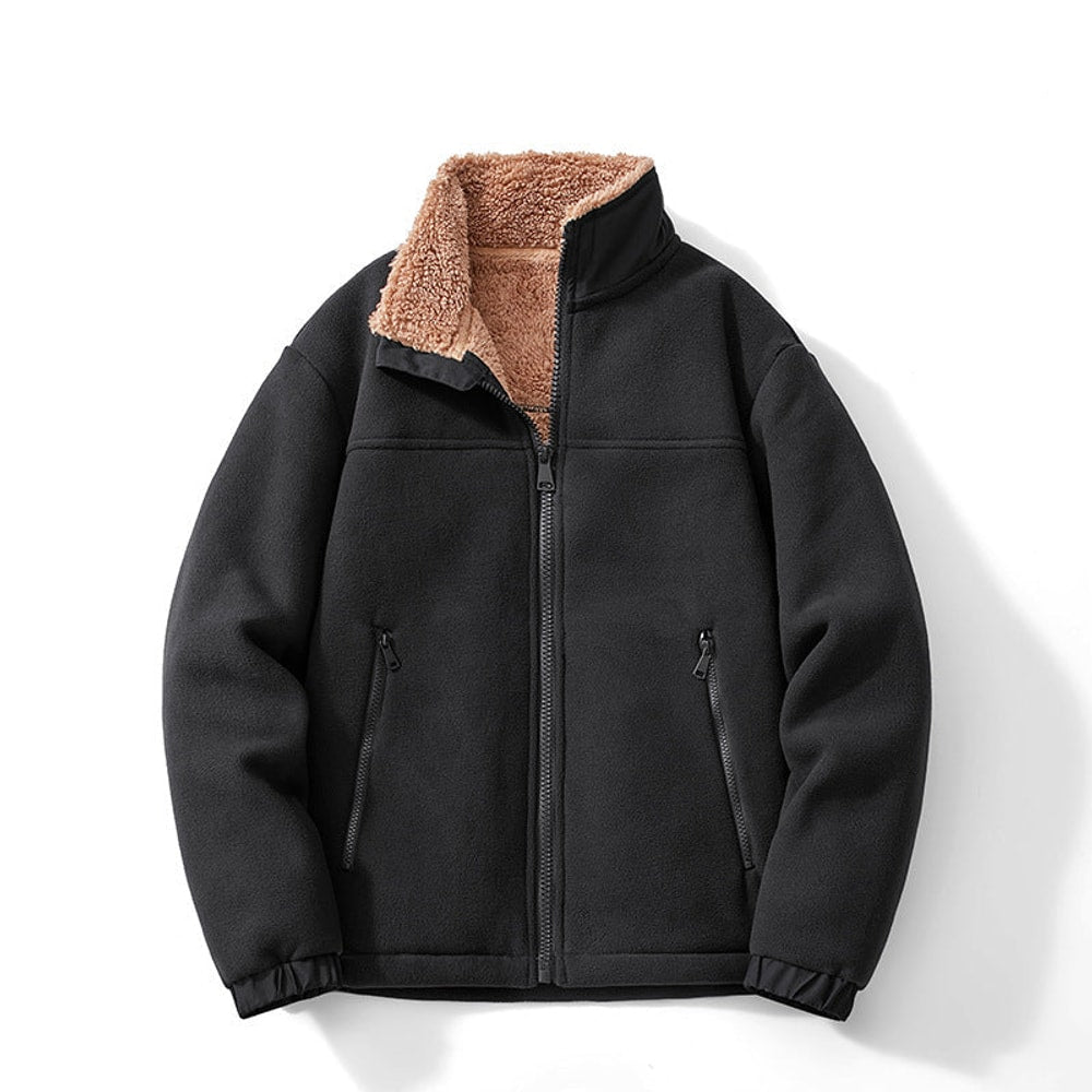 Men's Winter Jacket with Sherpa Lining and Stand Collar