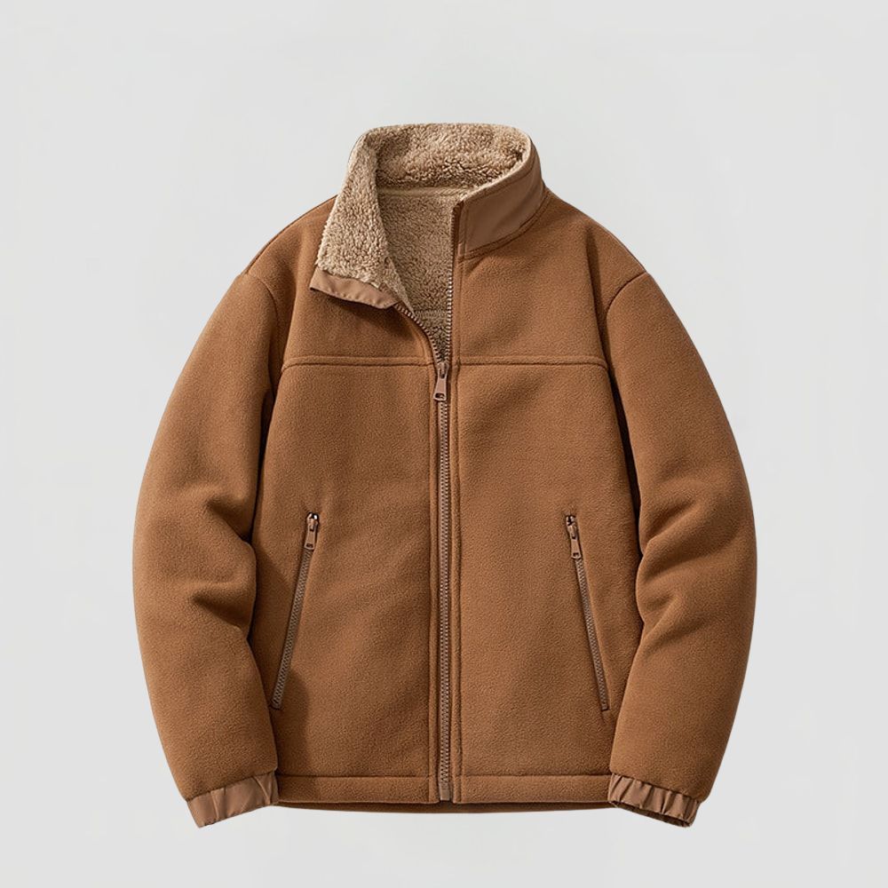 Men's Winter Jacket with Sherpa Lining and Stand Collar