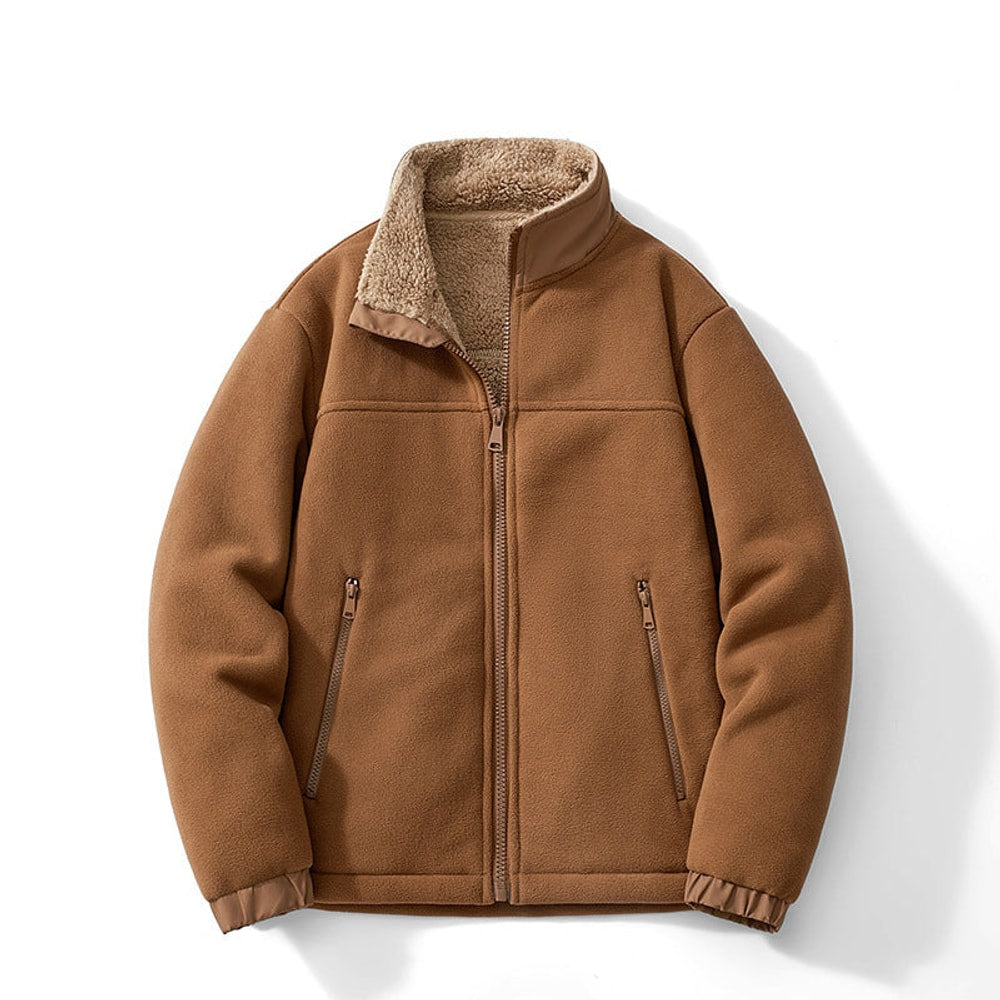 Men's Winter Jacket with Sherpa Lining and Stand Collar