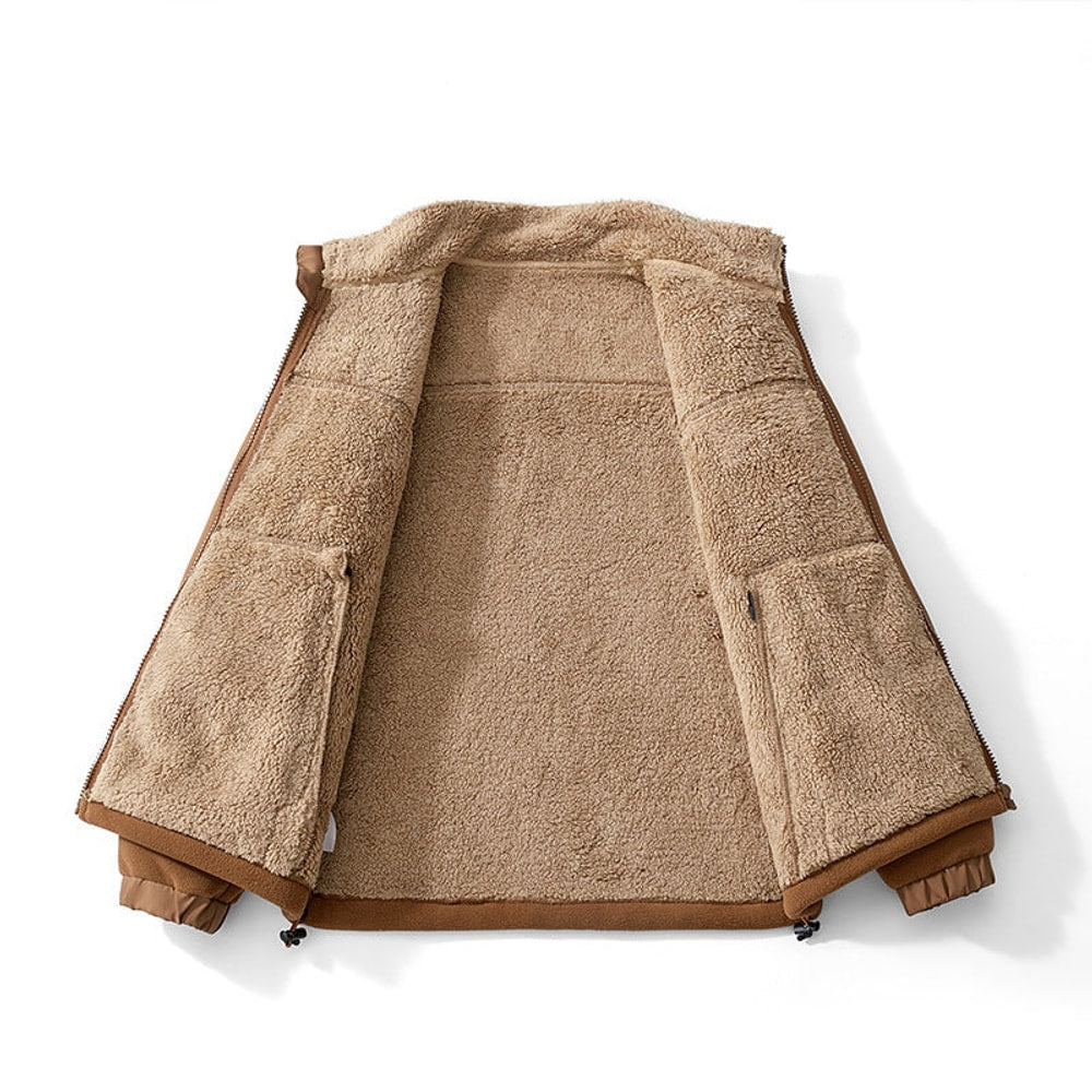 Men's Winter Jacket with Sherpa Lining and Stand Collar