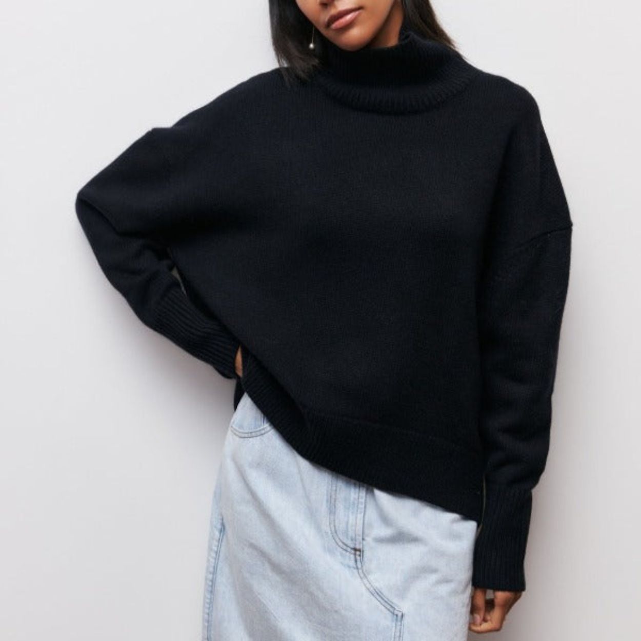 Oversized Turtleneck Knit Jumper for Women