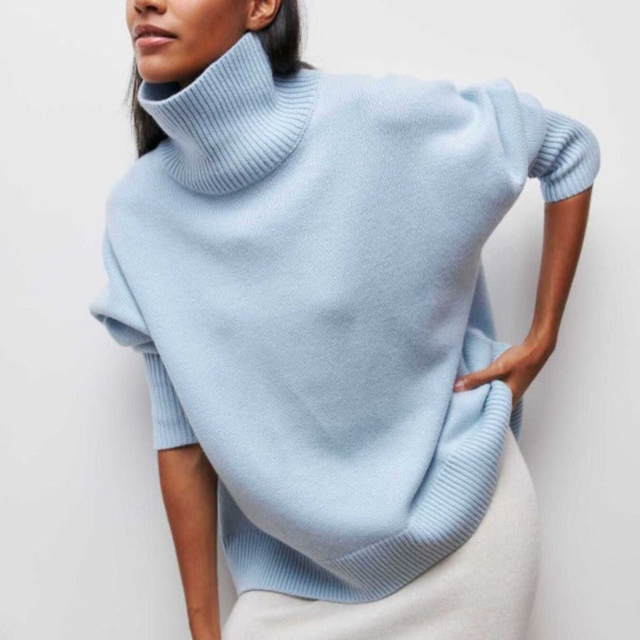 Oversized Turtleneck Knit Jumper for Women