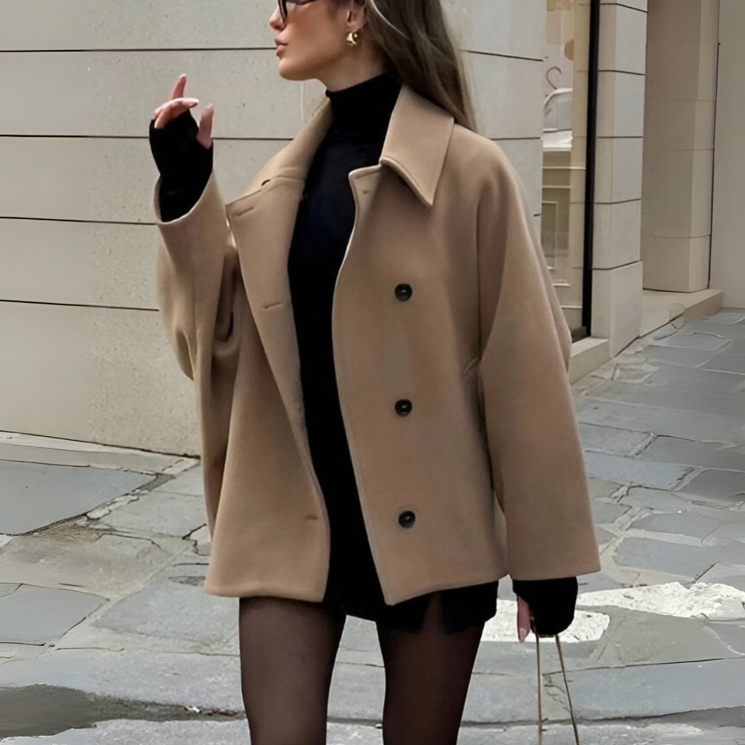 Oversized jacket with pockets for women