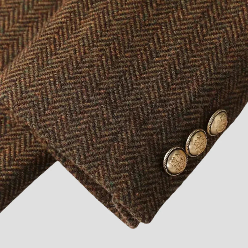 Tweed coat with two-row button front for women