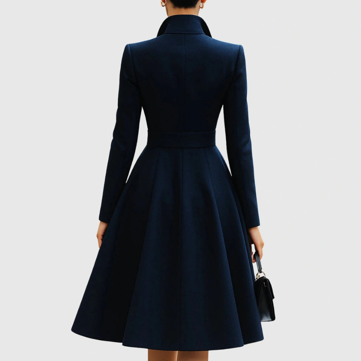 Women's A-Line Coat with Collar and Button Closure
