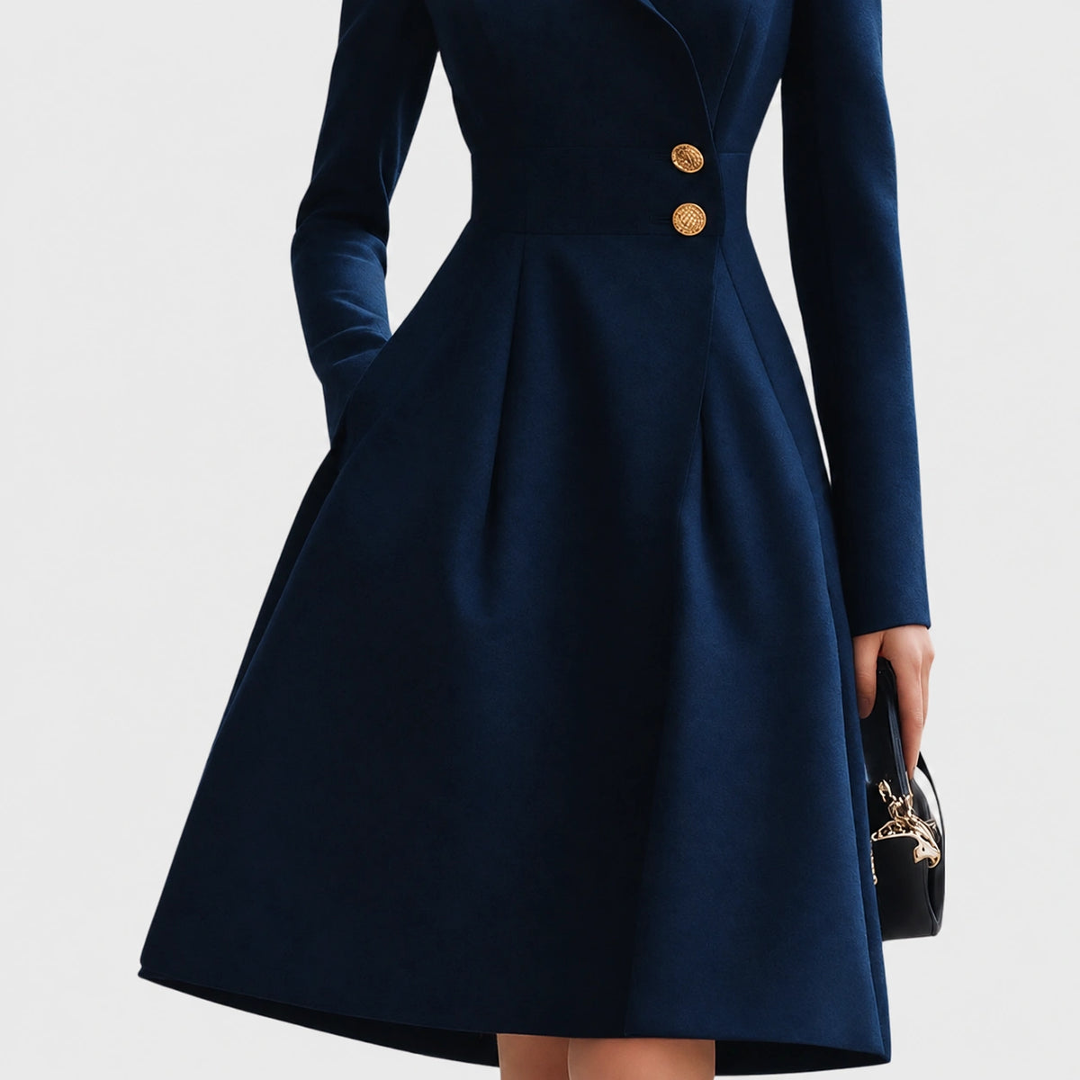 Women's A-Line Coat with Collar and Button Closure