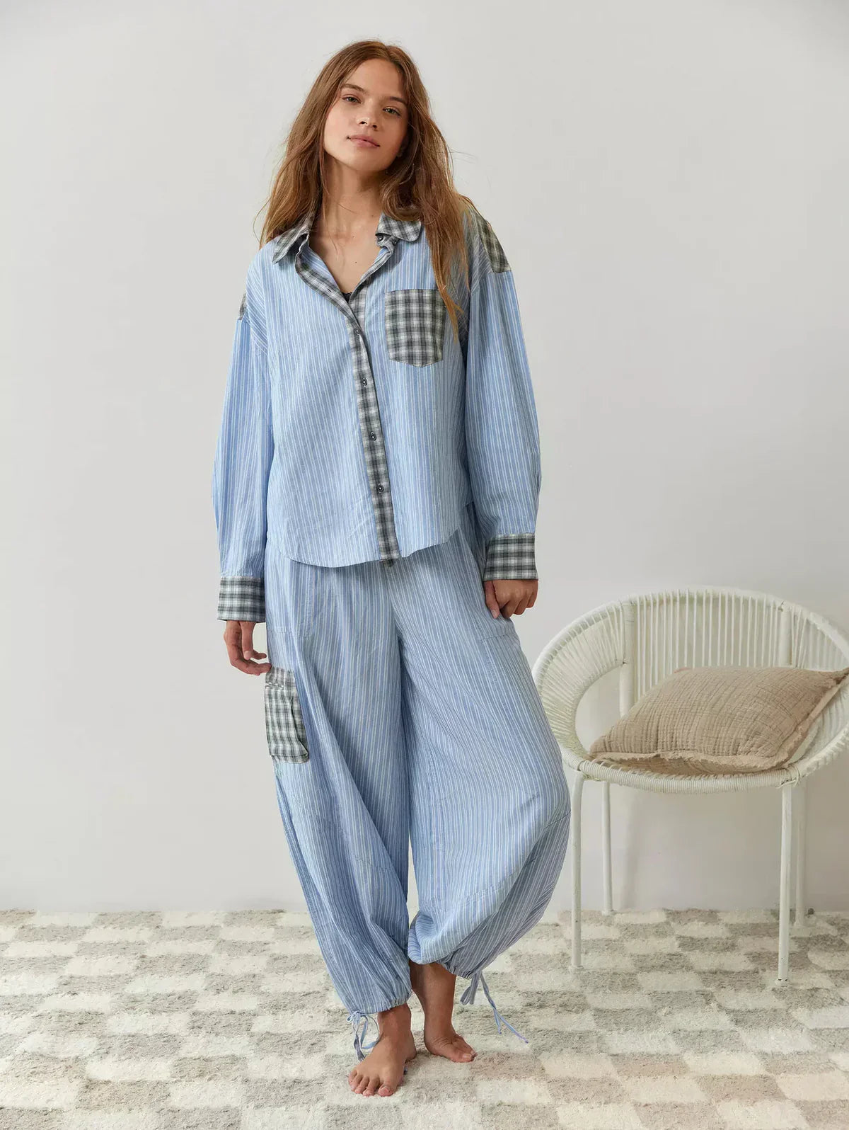 Women’s Checked Cotton Pyjama Set
