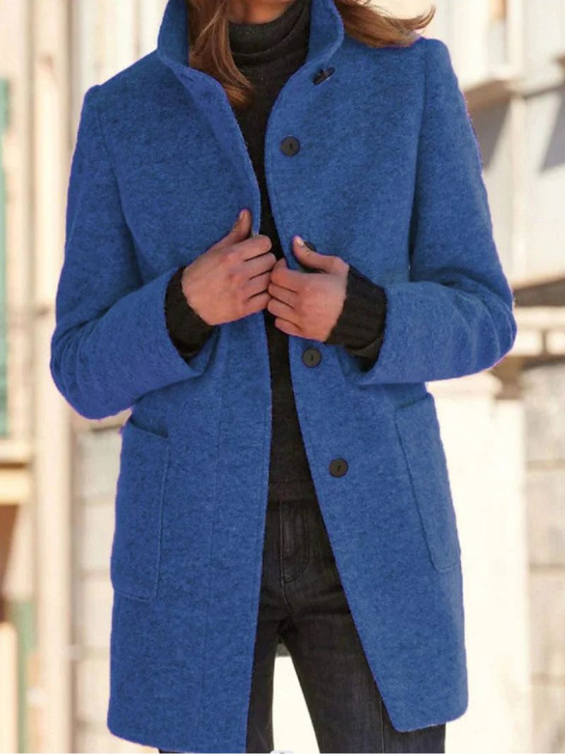 Women’s High-Collar Wool-Blend Coat