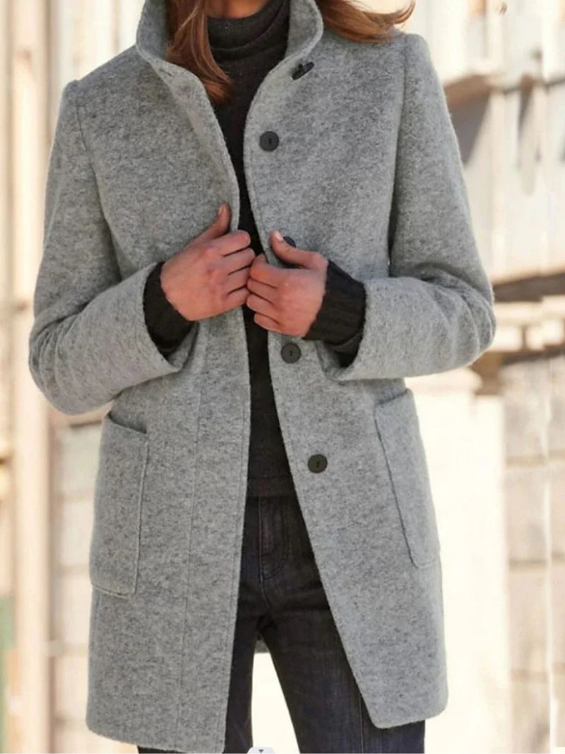 Women’s High-Collar Wool-Blend Coat