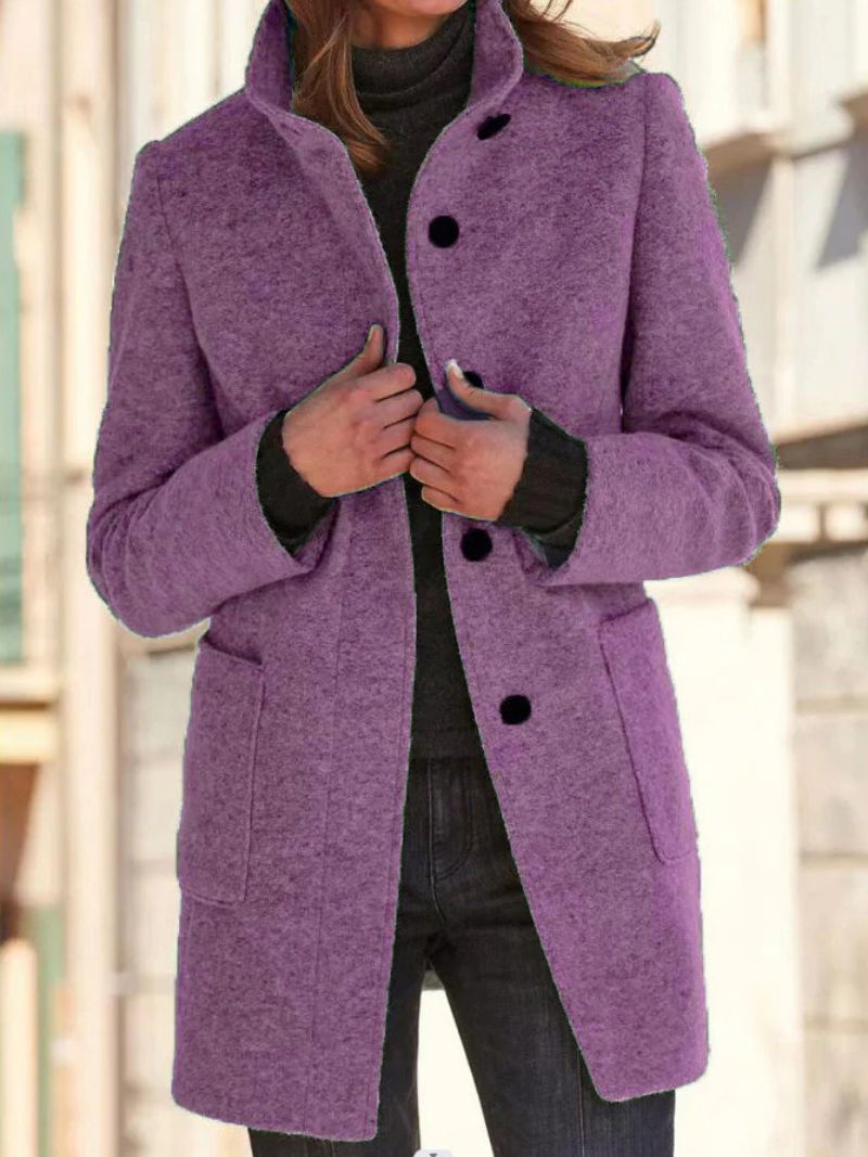 Women’s High-Collar Wool-Blend Coat
