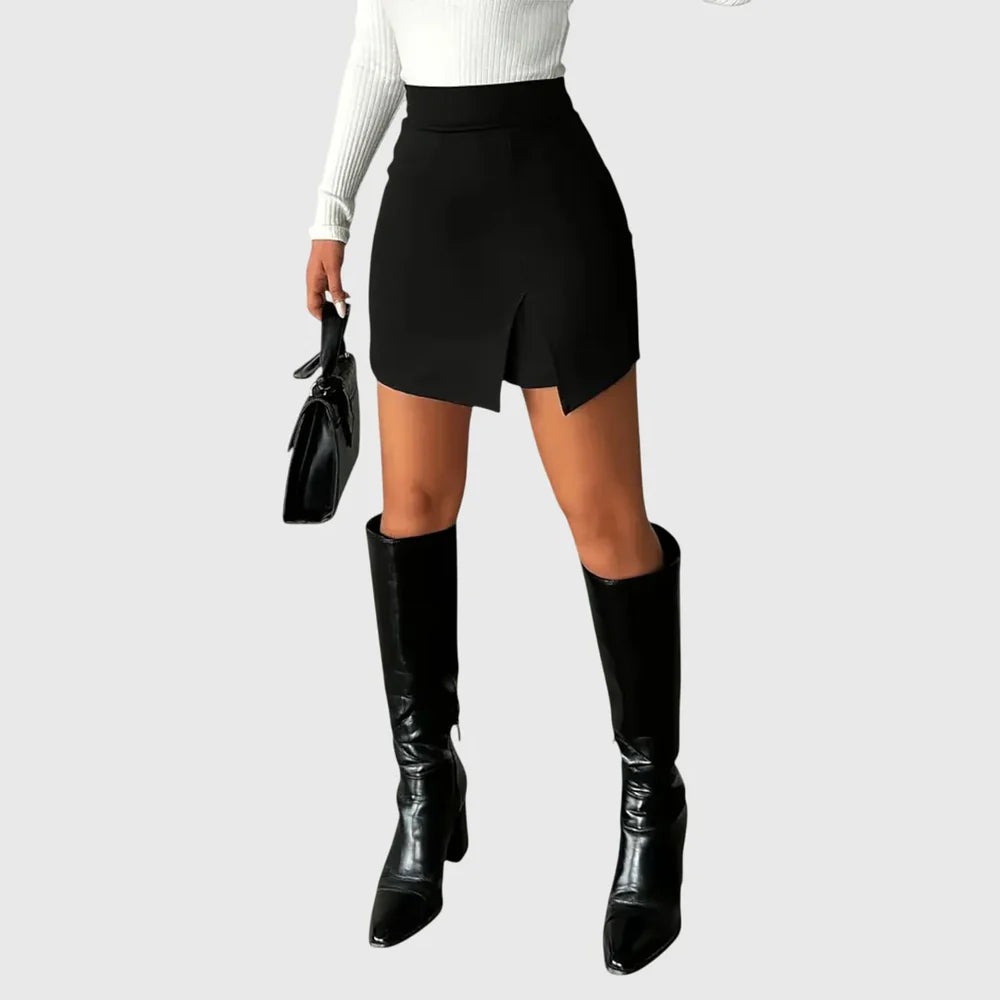 Women's High Waist Mini Skirt with Front Split
