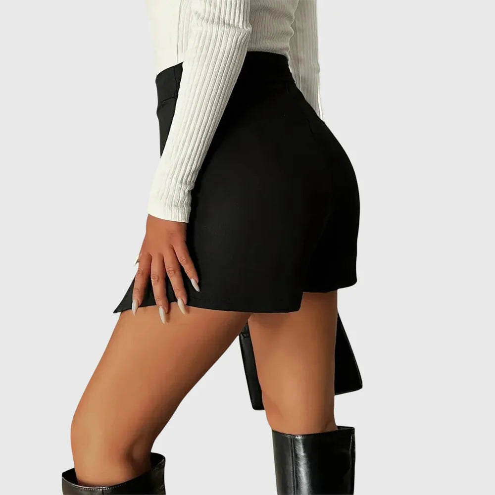 Women's High Waist Mini Skirt with Front Split