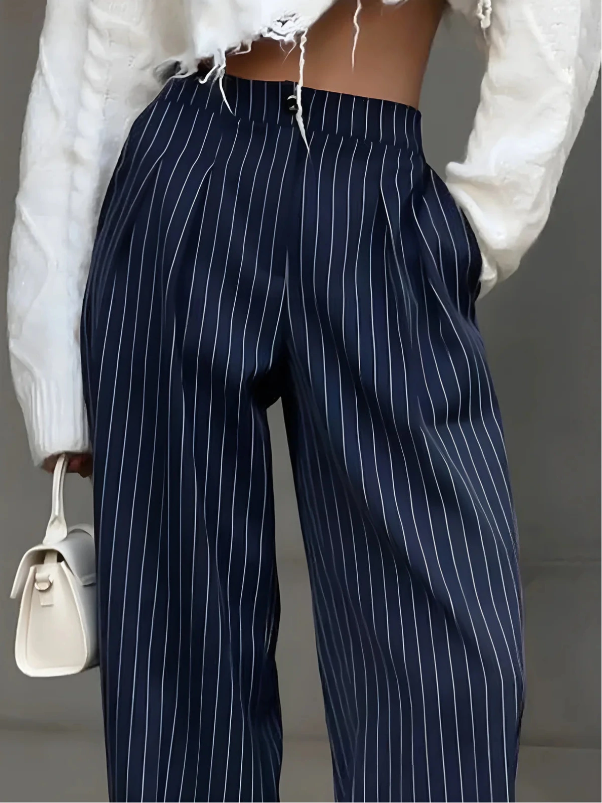 Women’s High Waist Pinstripe Wide Leg Trousers