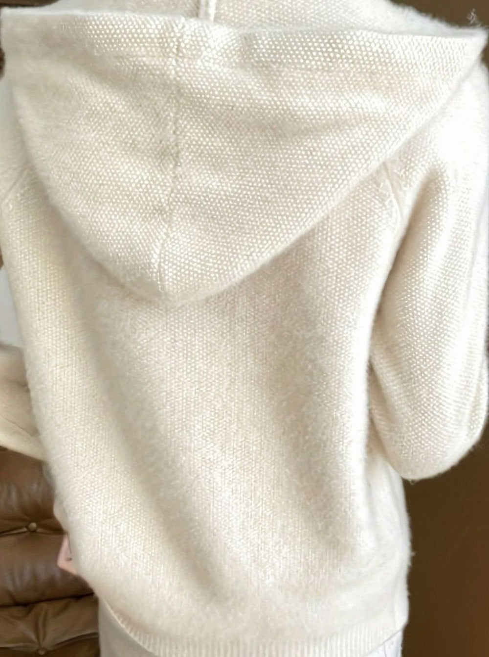 Women's Hooded Zip Knit Cardigan with Drawstring