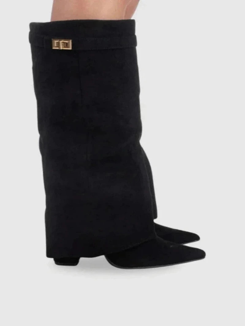 Women’s Knee High Boots with Flared Top and Block Heel