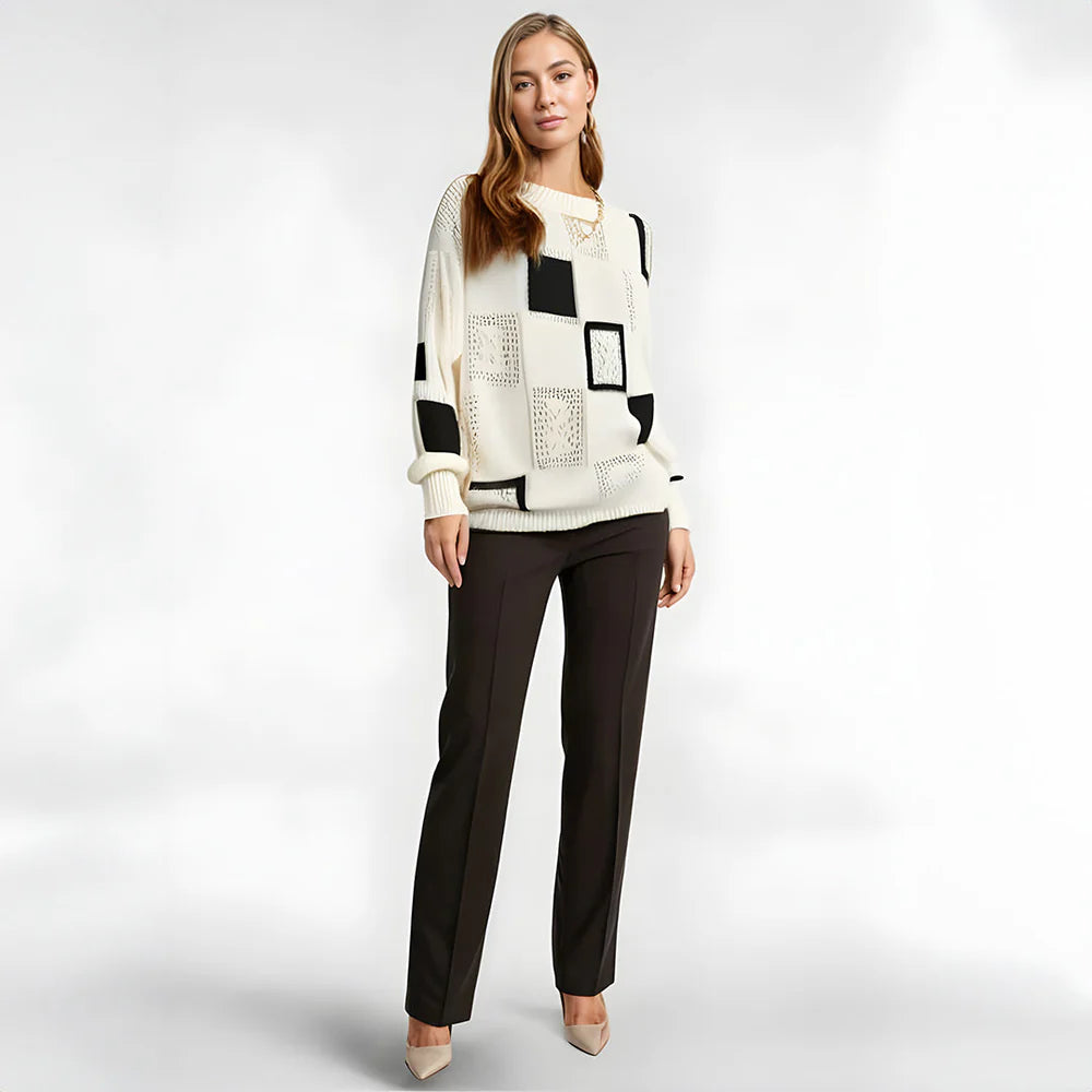 Women’s Knitted Jumper with Geometric Pattern