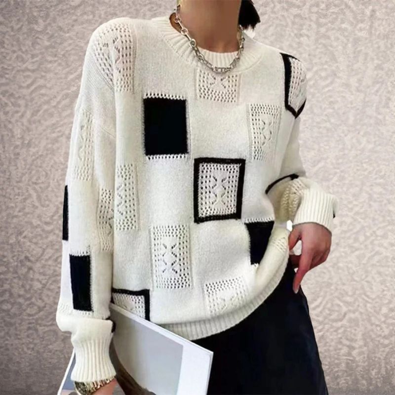 Women’s Knitted Jumper with Geometric Pattern