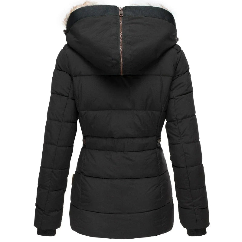 Women's Padded Winter Jacket with Faux Fur Hood