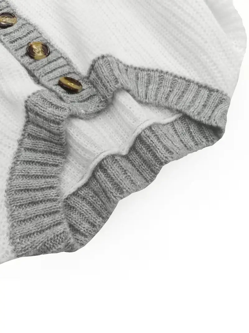 Women's Ribbed Knit Jumper with Button Trim