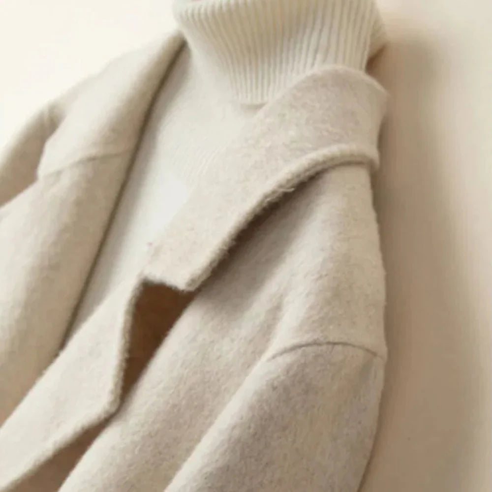 Women’s Short Wool Blend Coat with Button Front