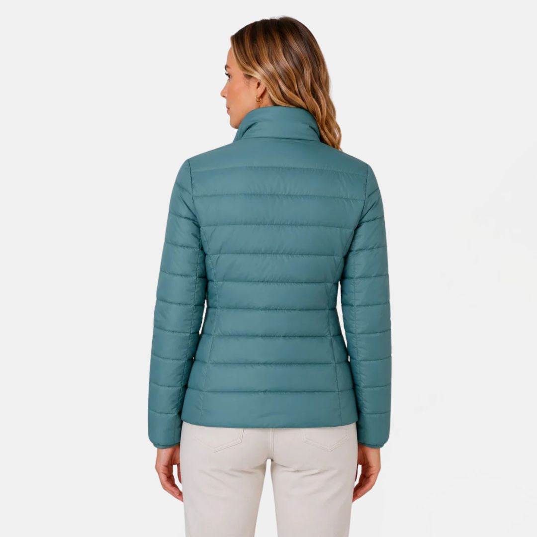 Women's Slim Fit Quilted Puffer Jacket with Stand Collar