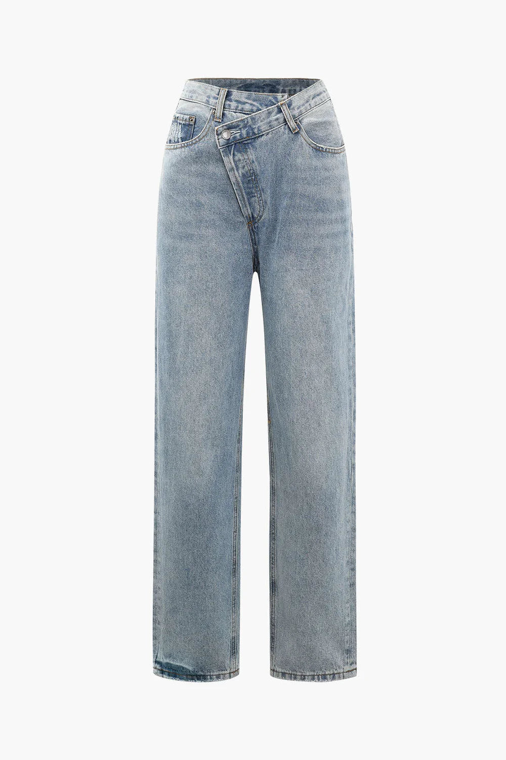 Women’s Straight-Leg Jeans with Asymmetric Waistband