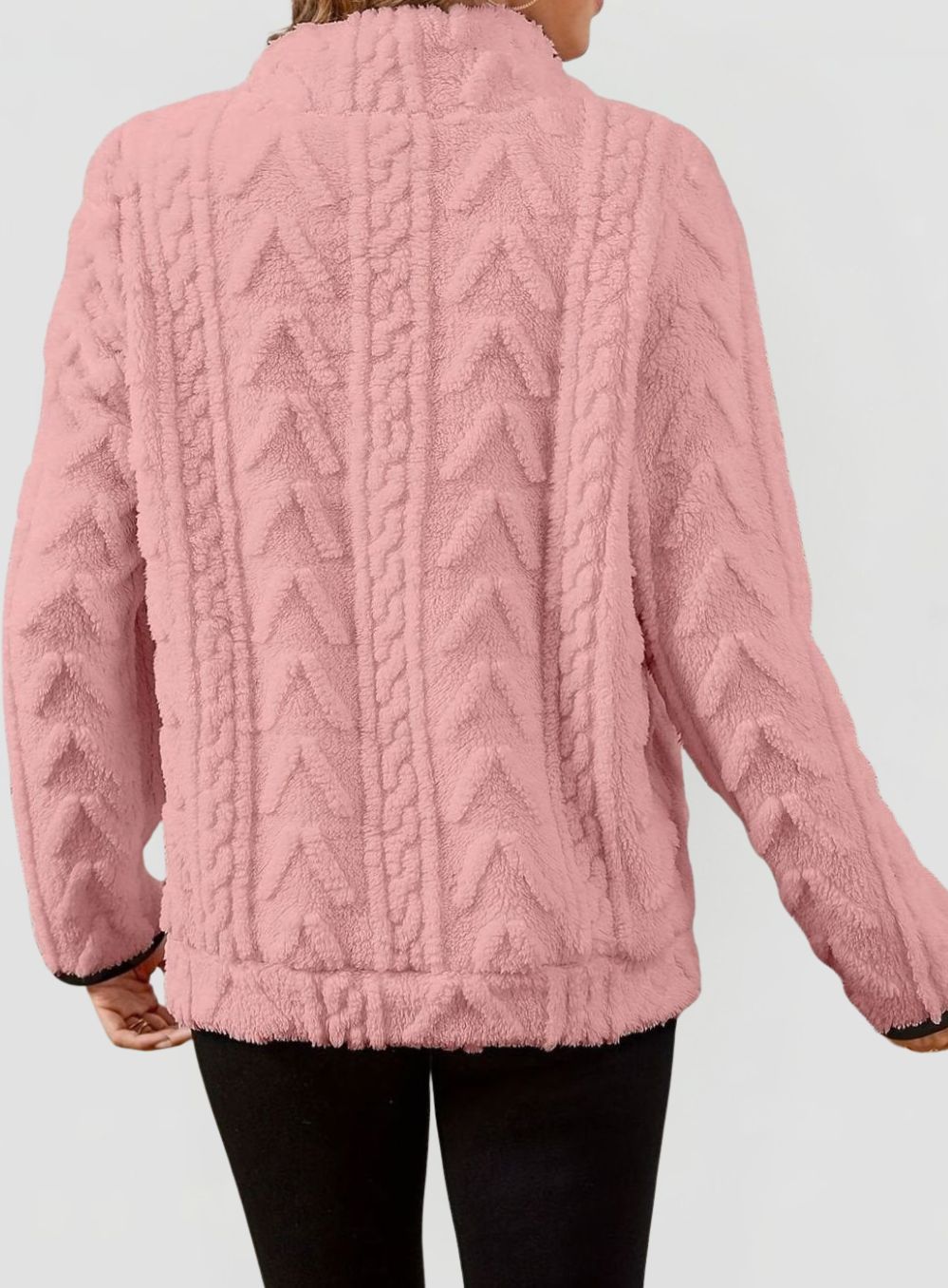 Women’s Textured Fleece Half-Zip Pullover with Kangaroo Pocket