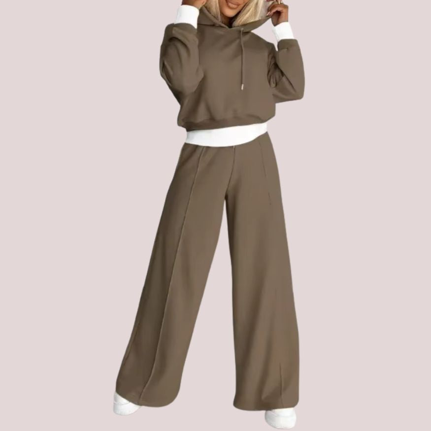 Women’s Two-Piece Hoodie and Wide-Leg Trouser Set