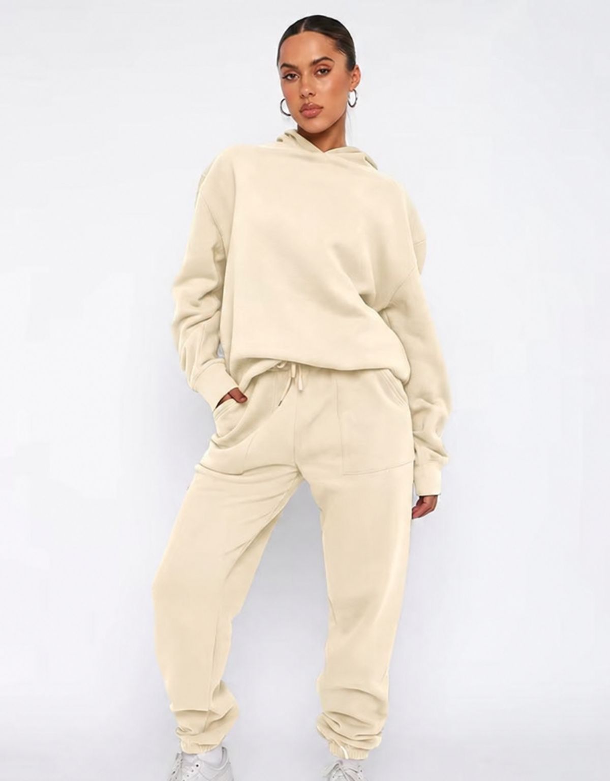 Women's Two Piece Hoodie and Joggers Set with Relaxed Fit