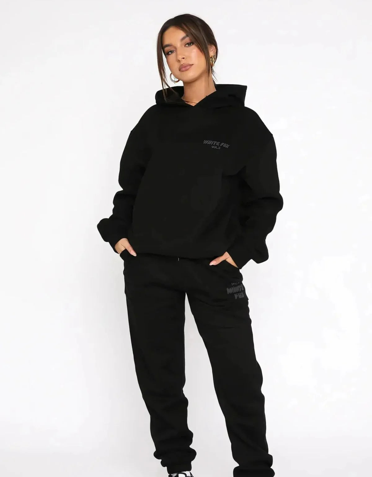 Women's Two Piece Hoodie and Joggers Set with Relaxed Fit