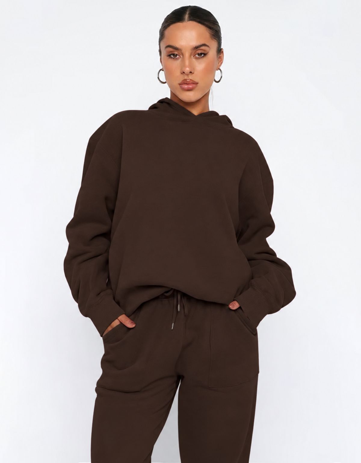 Women's Two Piece Hoodie and Joggers Set with Relaxed Fit