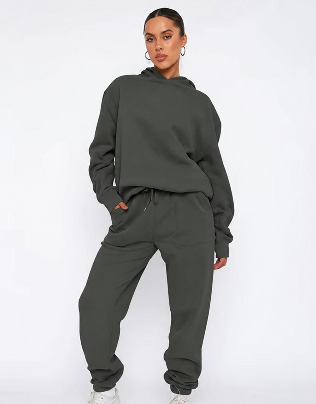 Women's Two Piece Hoodie and Joggers Set with Relaxed Fit