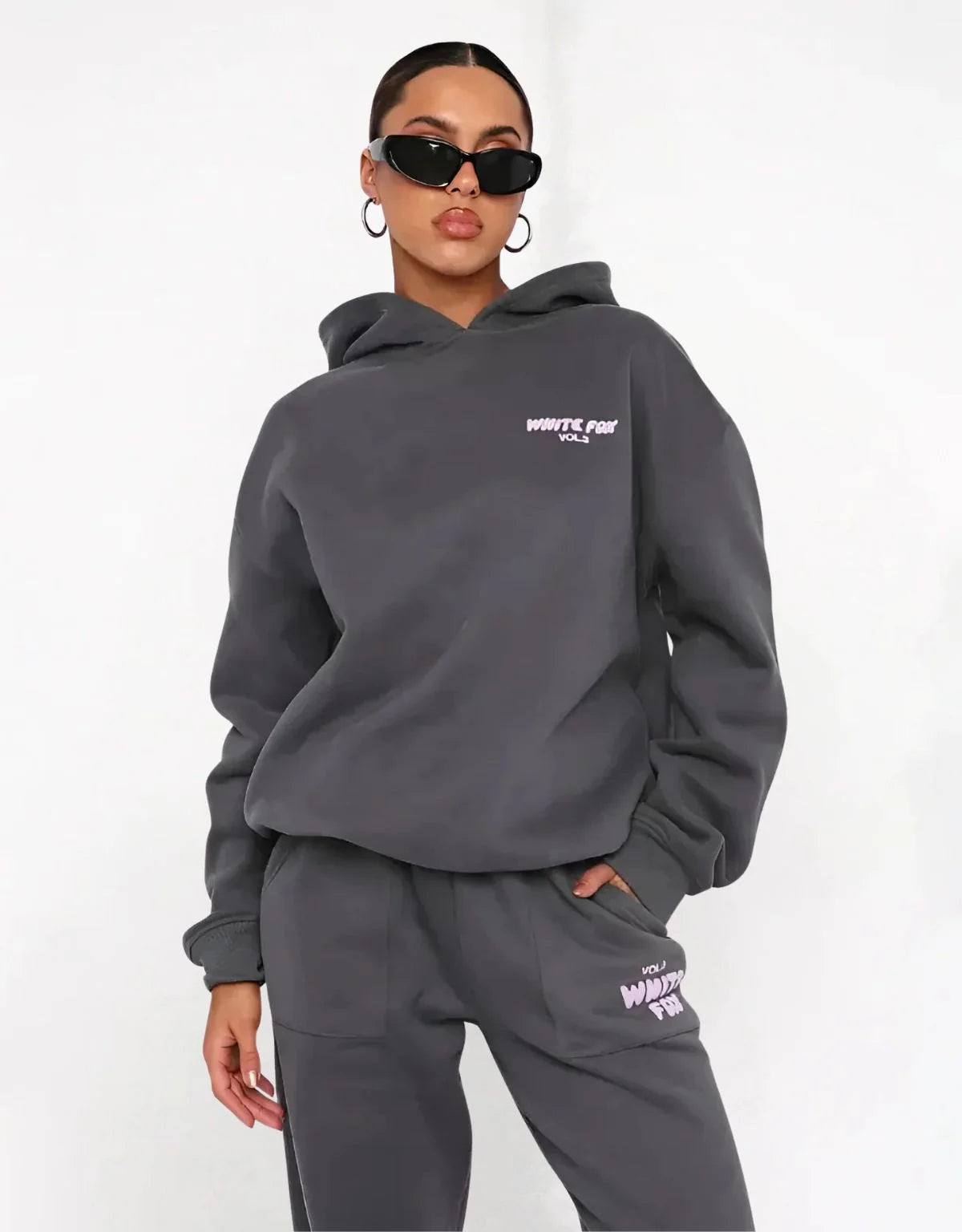 Women's Two Piece Hoodie and Joggers Set with Relaxed Fit