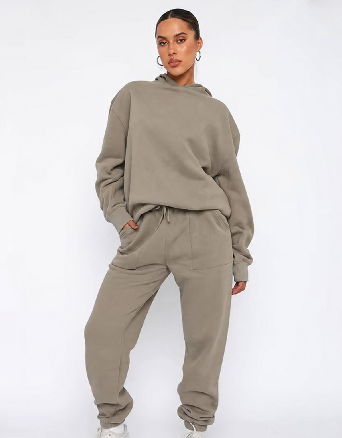 Women's Two Piece Hoodie and Joggers Set with Relaxed Fit