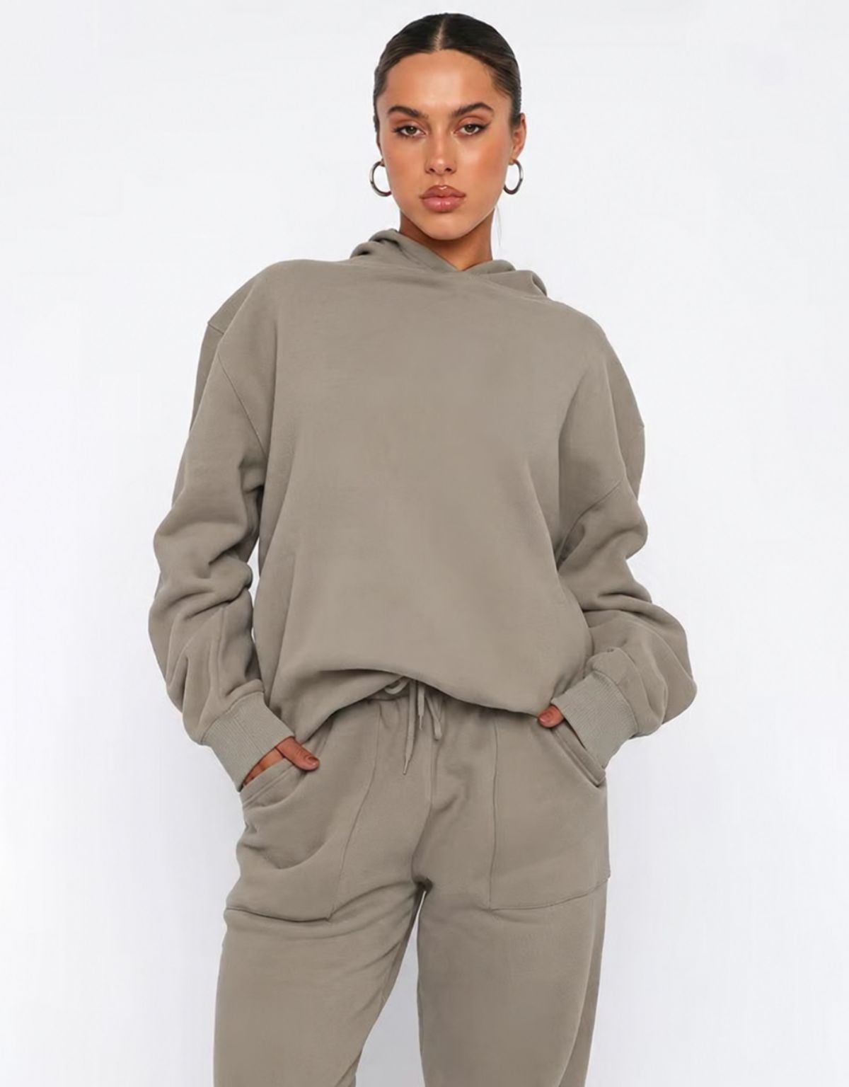 Women's Two Piece Hoodie and Joggers Set with Relaxed Fit