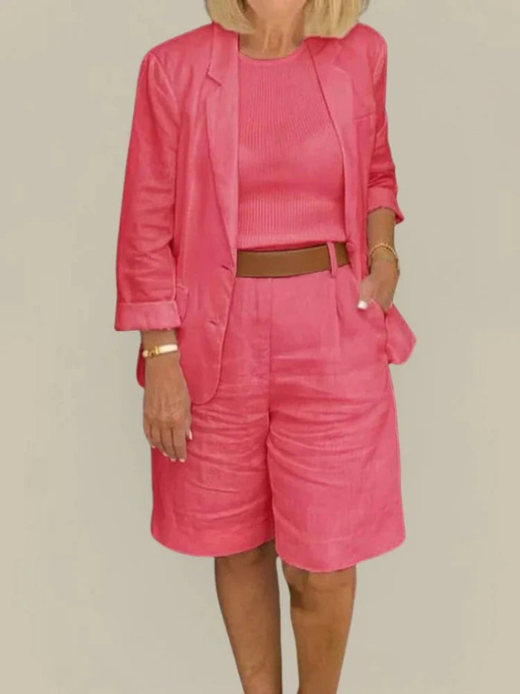 Women's Two Piece Set with Blazer and High Waist Shorts