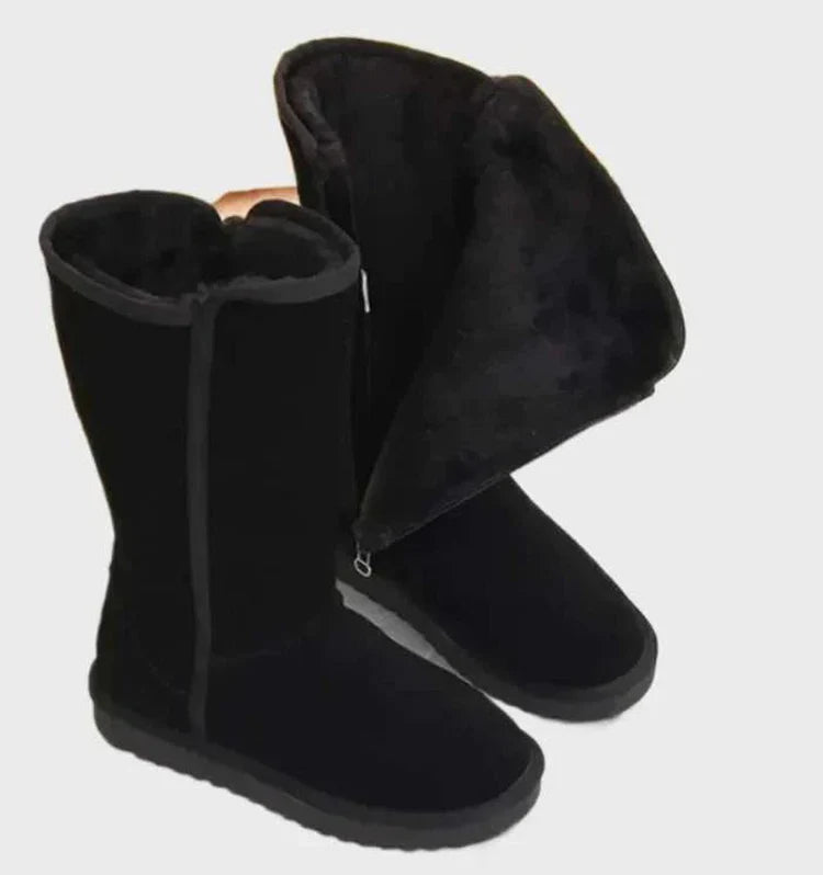 Women’s Water-Resistant Suede Boots with Zip Closure