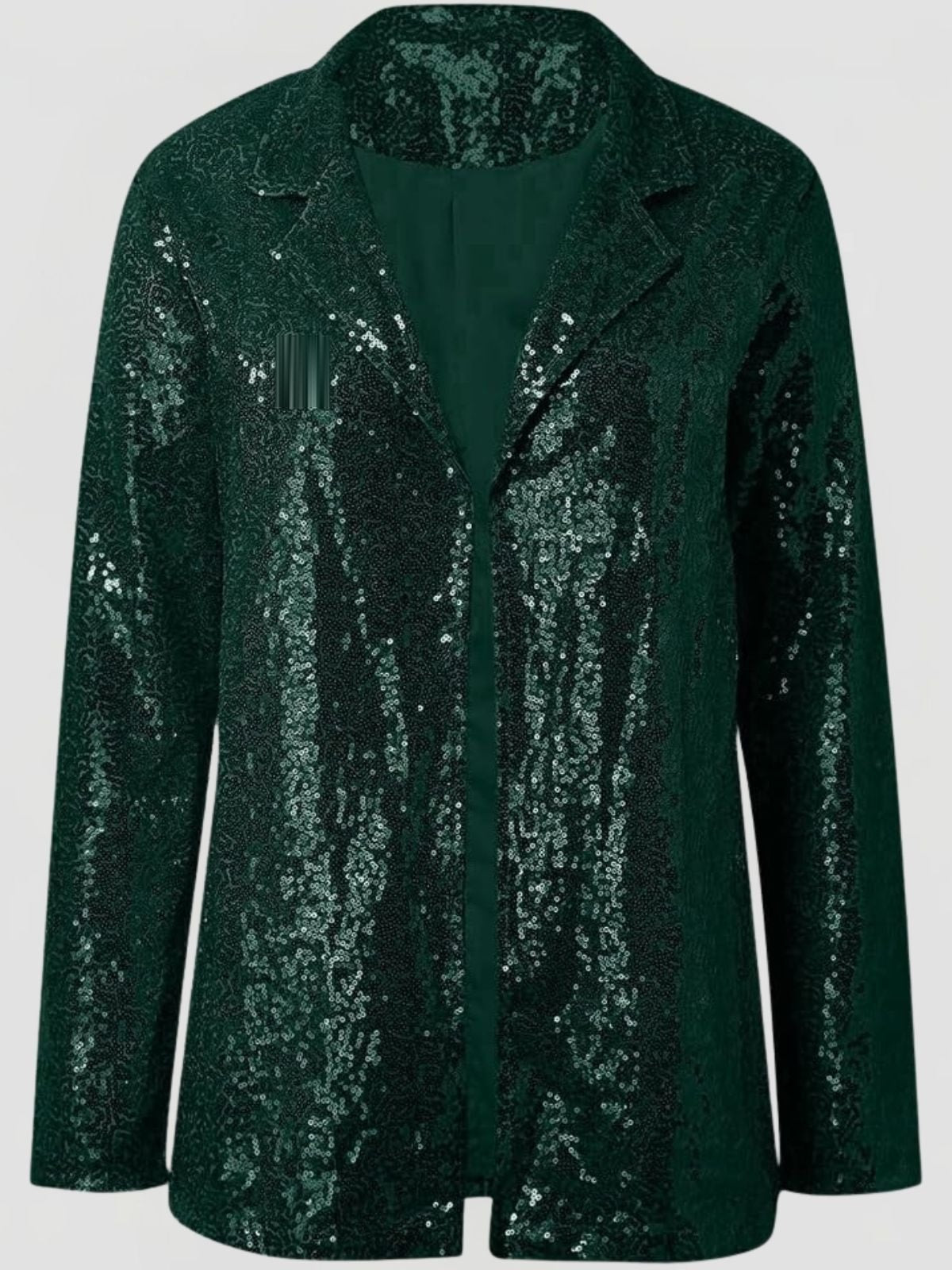 Women's Sequin Blazer with Open Front and Lapel Collar