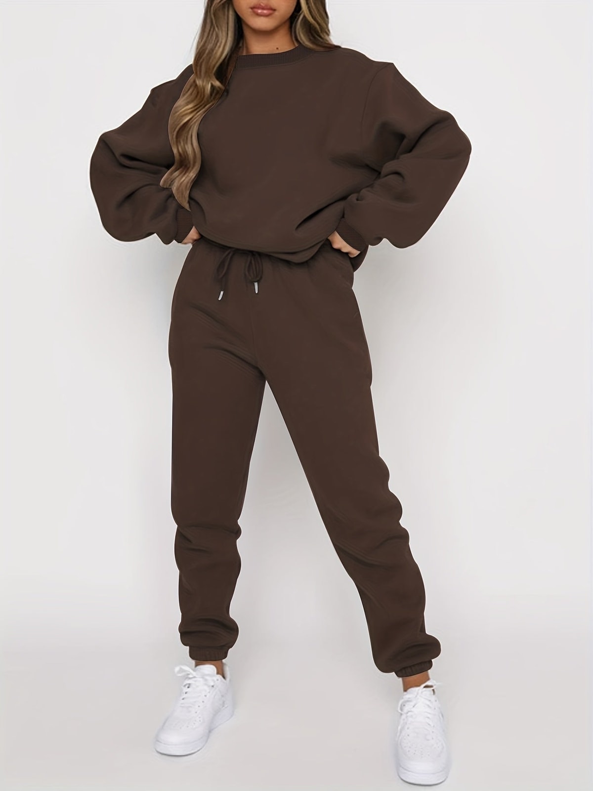 Women's Two Piece Set with Relaxed Sweatshirt and Drawstring Trousers