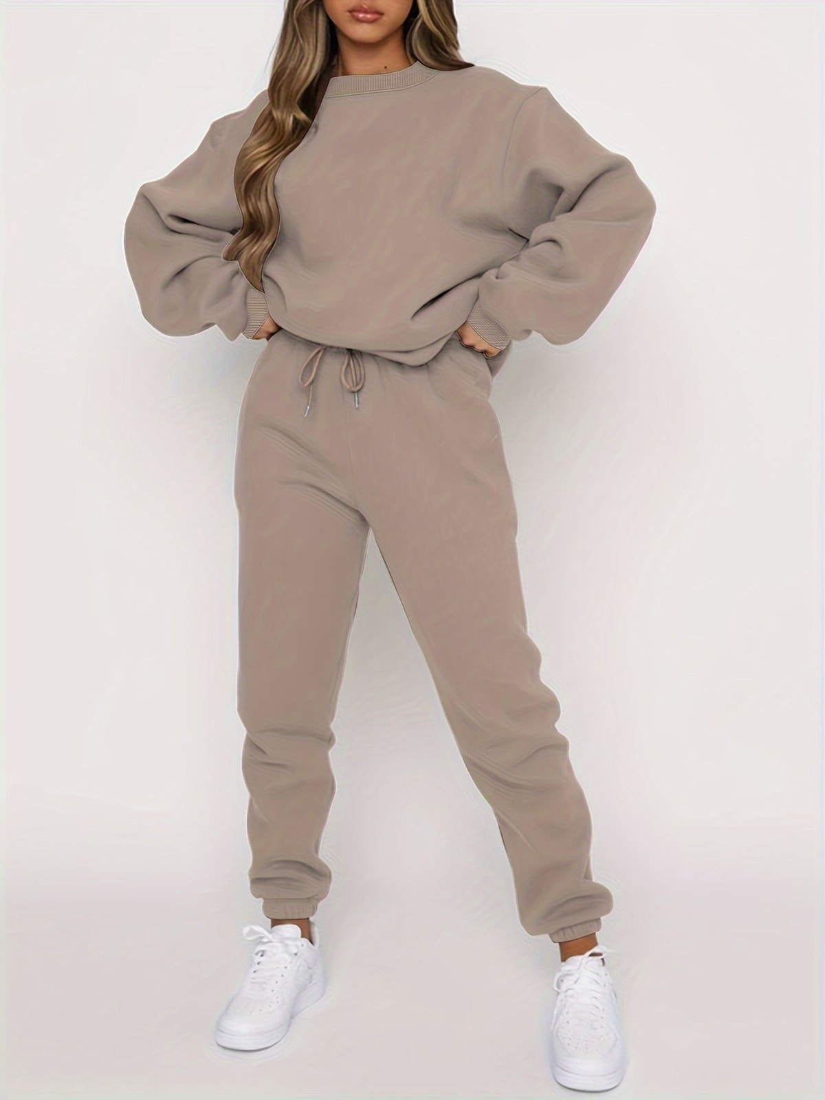 Women's Two Piece Set with Relaxed Sweatshirt and Drawstring Trousers