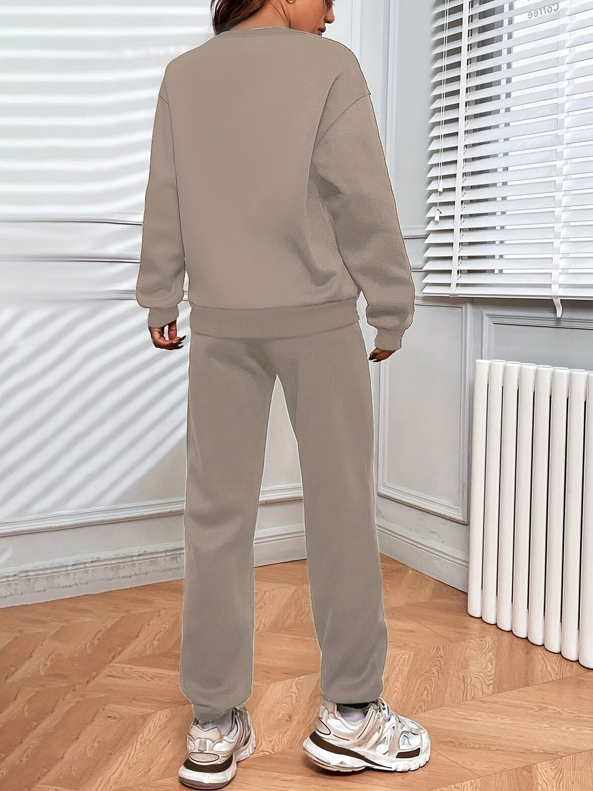 Women's Two Piece Set with Relaxed Sweatshirt and Drawstring Trousers